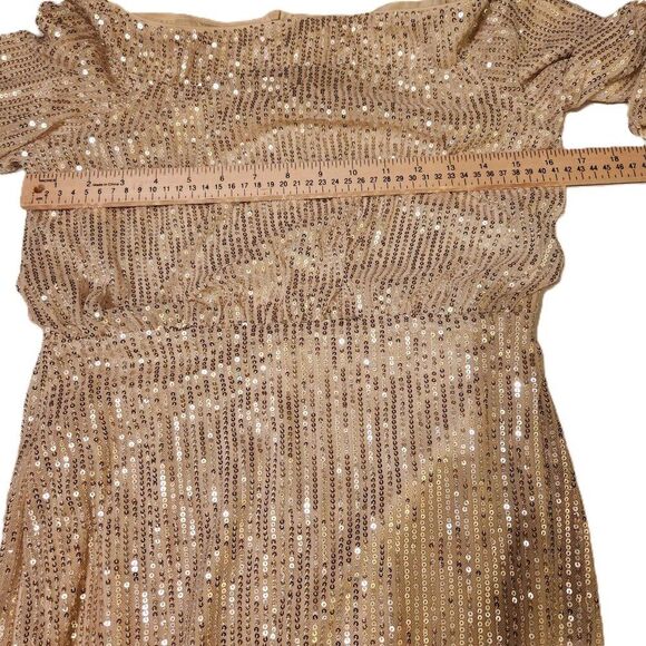 Shein sequins dress Women's medium Off-shoulder Back slit Midi Party Date night - Picture 6 of 15